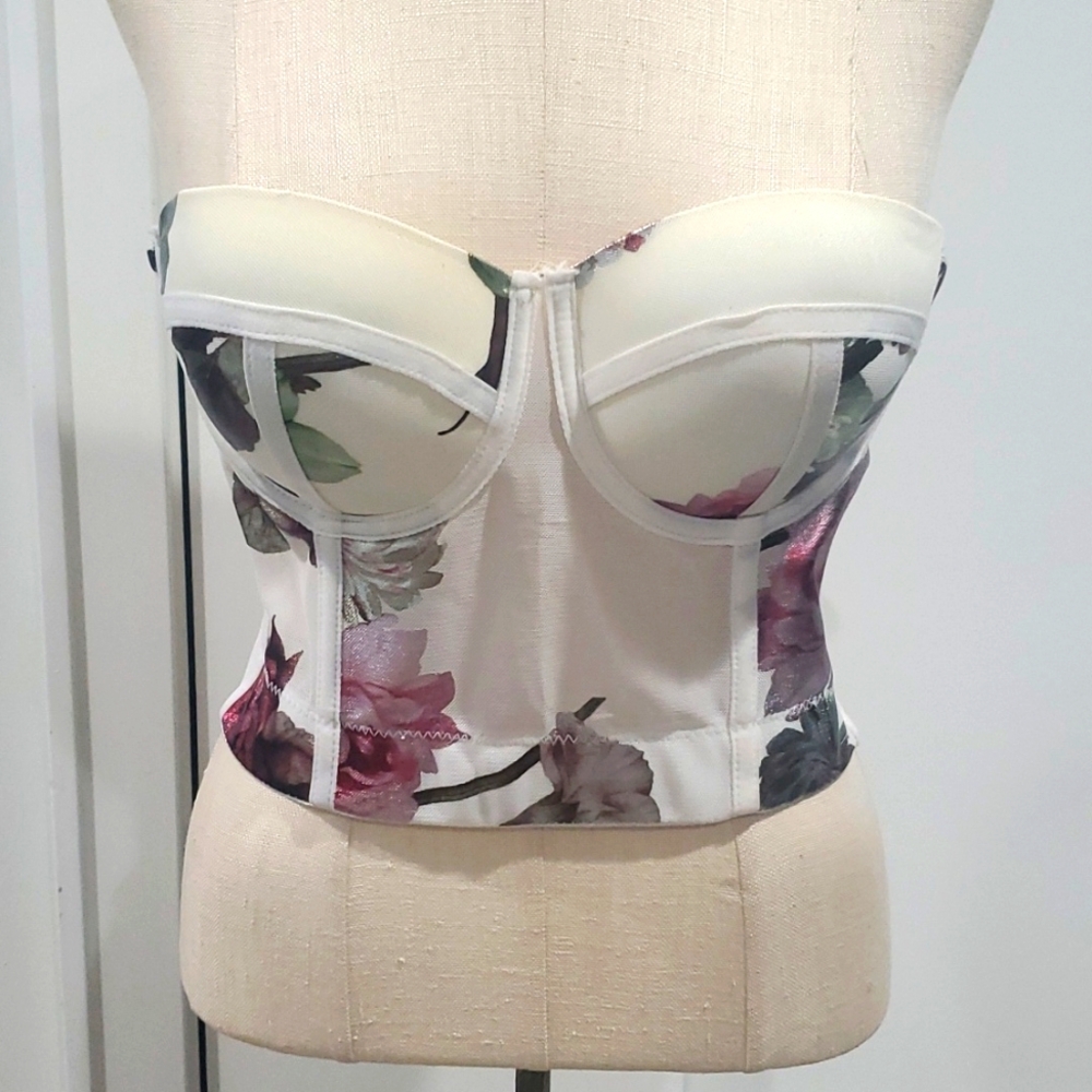 Women’s Floral Lace Corset – Size 38C Bustier Top, Romantic Lingerie or Festival